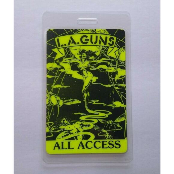 LA Guns BackStage Pass Original 1989 Hard Rock Heavy Metal Music Day Glow UNUSED - Picture 1 of 4